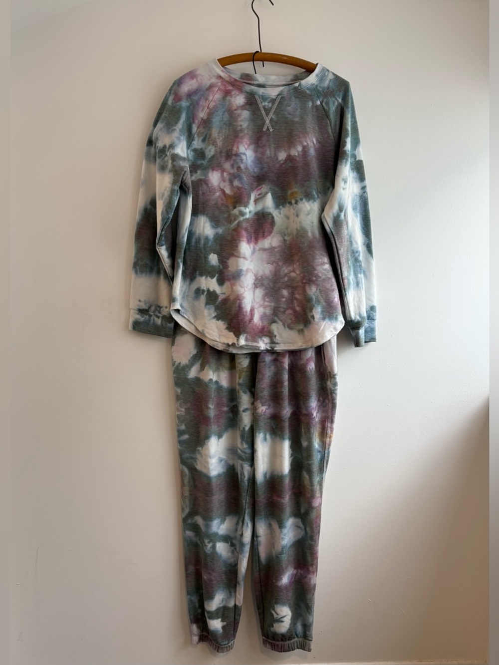 Hand-dyed tie dye cotton lounge set, size XL